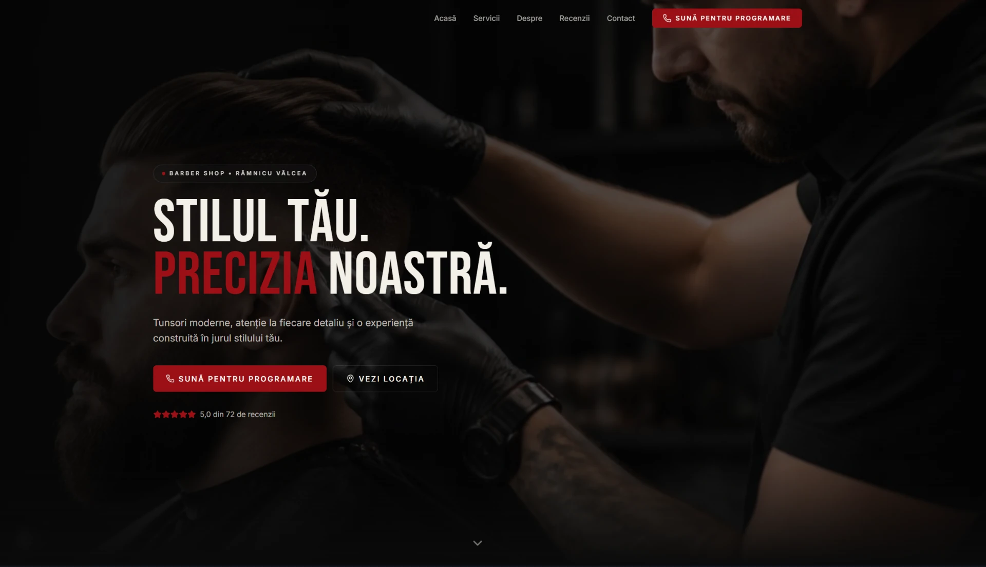 Screenshot din proiectul Frizerie / Salon